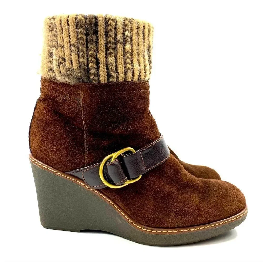 Naturalizer Kenning wedge bootie suede & knit 7.5